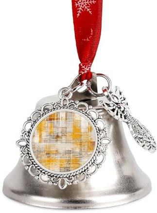 Jingling Bell Taupe und Gelb bedruckte Ornamente für Weihnachtsbaum, leicht und festliche Urlaubsdekoration für Zuhause und Partys