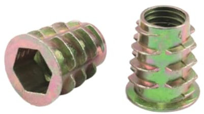 Inserto roscado para tuercas de madera, 50 unidades M6 x 9 mm, tuercas hexagonales de aleación de zinc, casquillos para atornillar, insertos roscados para muebles de madera, placa base