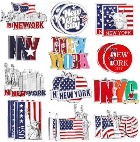 Konohan New York Magnete für Kühlschrank, Metall, NYC, Kühlschrankmagnet, magnetisch, New York, Souvenirs, USA, Souvenirs, Geschenke, magnetische NYC-Kühlschrankaufkleber, USA-Flagge, Freiheitsstatue,