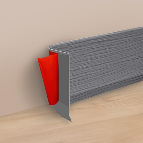 PVC Self Adhesive Skirting Board and Trim - 9.8Ft(L) x 3.9 inches(W) Wall Base Moulding Cover, Peel and Stick Baseboard Molding (Dark Grey)