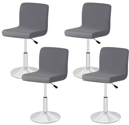 Piashow Set mit 4 Bezügen für Hochstühle, Esszimmerstuhl Abdeckungen, Stretch Stuhlhussen, Barhockerbezug, Abnehmbar und Waschbar, Esszimmer Stuhl Schonbezug für Haus Küche Hotel Restaurant (4-Grau)