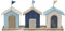 Posiwio Häuserreihe Beach blau weiß Natur Holzhäuser maritim Dekohaus Beachhouse