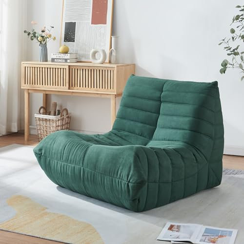 [en.casa] Bodensessel Kodsø Bodenstuhl mit Rückenlehne Lesesessel gepolstert Bodensofa 75 x 90 x 100 cm Relaxsessel Mikrofaser Grün