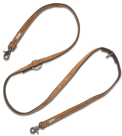 Jack & Russell Hundeleine Leder 2,0m - Premium Büffelleder zweilagig – Hunde Führleine gepolstert & verstellbar, Lederleine braun Anuk (Braun)