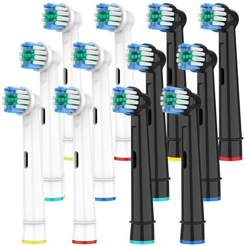 12 Aufsteckbürsten Kompatibel mit Oral B, Aufsteckbürsten Kompatibel mit Oral B Pro 1000, Genius X, Smart 1500, Leistungsstarke Reinigung, 6 Weiß+6 Schwarz