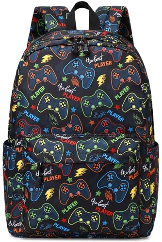 ADGBPE Schulrucksack Jungen Schultasche Teenager Rucksack Kinder Junge School Bag For Boys School Backpack Jugendliche Jungen Wasserdicht (9-Schwarz Game)