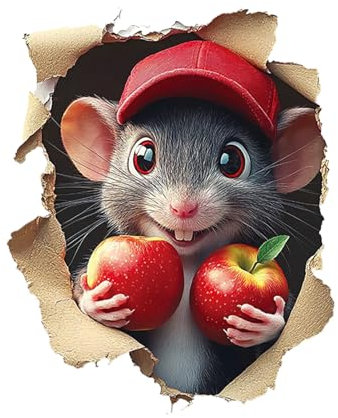 3D Mausloch Wandaufkleber Lustige Realistische 3D Maus-Loch Wandtattoo Aufkleber kreativer Schale und Stick Mauseloch-Abziehbilder Kinderzimmer, Klassenzimmer, Zuhause 14x17cm