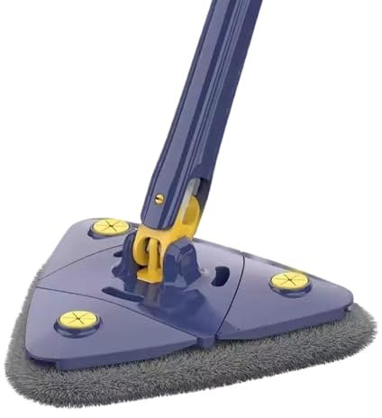 Trapeador de limpieza giratorio ajustable, trapeador triangular de mango largo, rotación extensible de 360 grados, plumero húmedo y seco, ideal para uso de limpieza en el hogar, apartamento