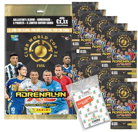 Bundle mit FIFA Club World Cup 2025 Adrenalyn XL Trading Cards - 1 Starter + 10 Booster + Exklusive Collect-it Hüllen
