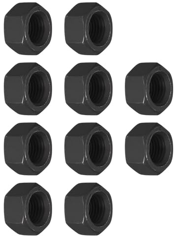 TA-VIGOR 10Pcs Hex Nuts, 3/8-24 UNC Self Locking Nuts, Carbon Steel Grade 8.8 Oxide Hexagon Nutstones for Lock Washers, Bolts, Screws, Black