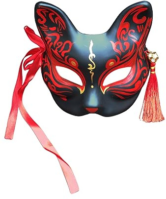 YangYong Kitsune Masque de renard japonais traditionnel Kabuki pour chat