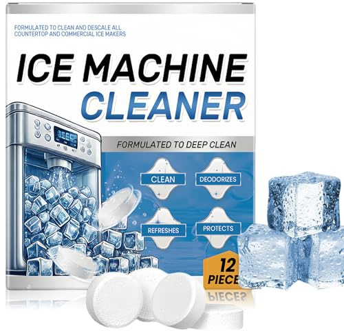 12 PCS Ice Machine Cleaner Maker Descaler Tablets - Deep Clean, Remove Odor, Limescale Remover, Fridge Cleaner - Ice Maker Cleanser for All Types