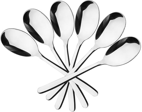 Vcansay 6 Pieces Stainless Steel Serving Spoons, Large Buffet Serving Spoon | Ideal for Daily Meals, Buffet Dinners, Holiday Parties