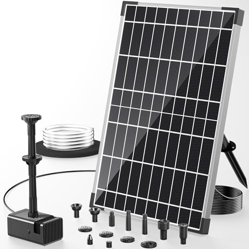 POPOSOAP 12W Solar Fountain Pump 600 L/h with 4200 mAh Battery Backup | Solar Pond Pump Adjustable Flow, 1.5m Tubing for Outdoor Fountain, Garden Pond, Waterfall, Hydroponics