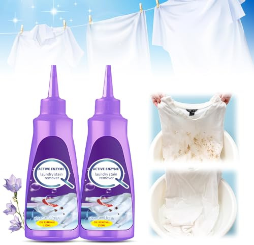 Stain Remover for Clothes, Laundry Cleaning White Shirt Garment Stubborn Stain Cleaner Oil Remover, Active Enzyme Laundry Clothing Stain Remover Collar Stain Removal Spray (1, 2 Pcs)