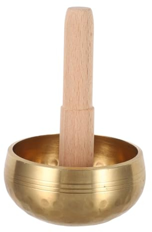 Nepalesische Klangschale 7, 6cm Satz Gehämmert für Meditation | Kupfer Holz Ausführung, Kleiner Schalenform, 1 Satz mit Klöppel, für Einsteiger und Männer