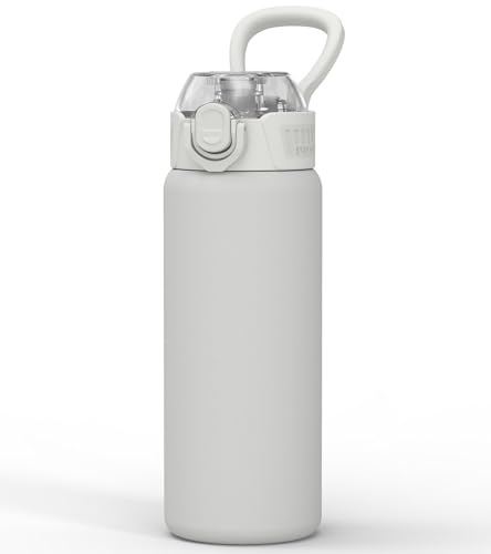 MYFOREST Triple Insulated Water Bottle, Odor-free Liner & 360° Leak-proof | No Plastic Taste, 3D Touch Shell, Quick-open Gulp/Sip Lid for Trend Hoppers/Gifts/Daily, 24oz/700ml, Minimal Birch
