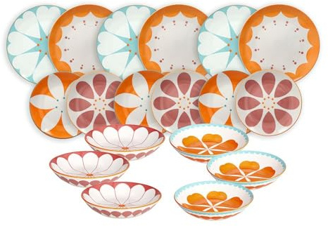 Tognana Servizio Tavola Moon Madame 18 Pz Porcellana Multicolor