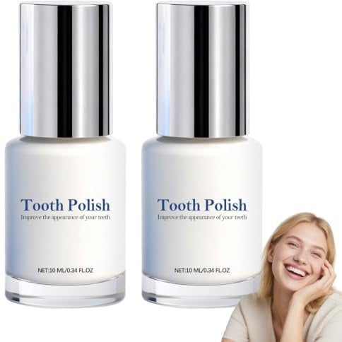 Daozhogo 2 Stück Zahnpolitur 20ml, Zahnlack Weiß, Tooth Polish zur Fleckenentfernung, Zahnaufhellungsfarbe mit Soforteffekt für ein Natürlich Weißes Lächeln, für Strahlend Weiße Zähne