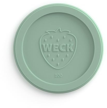 Weck Frischhaltedeckel 3er Set, Zubehör für Einweckgläser, Einmachgläser und Gläser, Deckel für Vorrats- und Einmachgläser (Salbei, Ø 100mm)