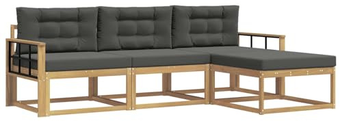 vidaXL Outdoor-Sofagarnitur 4 pcs Weiß und Anthrazit Polyester, Moderne Garten-Sofagarnitur, wetterfest, Bequeme Loungemöbel, stylische Sitzmöglichkeiten für den Hof