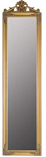 Casa Padrino Barock Standspiegel Gold mit wunderschönem antik-goldenem Barockrahmen und Ornamentaufsatz H. 180 cm - Handgefertigt