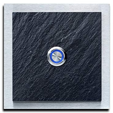 Edelstahl-Schiefer Türklingel - Klingel Klingelplatte Edelstahl Klingelknopf (12x12 cm)