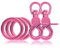 3 x O-Ring aus Stahl und 2 x Scheren-Karabiner Haken mit Dreh-Gelenk/Dreh-Kopf im Set, DIY Hunde-Leine/Hunde-Halsband, nichtrostend, Ideal mit Paracord 550, Farbe: Pink