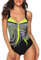 heekpek Costumi Interi Donna Vintage Brasiliana Imbottito con Stampa Tribale Costume da Bagno Intero Piscina Vita Alta Donna Bikini Set Push Up Monokini Mare Piscina Multicolore, Amarillo, XL