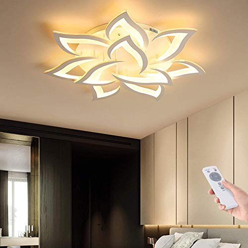 Deckenlampe LED Dimmable Deckenleuchte Innen Blume Kreative Deckenbeleuchtung Für Schlafzimmer Wohnzimmer Mit Fernbedienung Küche Esszimmer Weiß Acryl Lampenschirm DekorativeLampe,10 heads