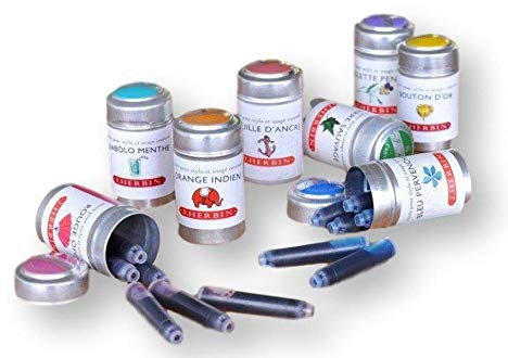 24 J Herbin Writing Ink Cartridges - Blue, Orange, Black, Pink and Green
