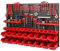 PAFEN Werkstattregal Lagersystem - 1152 x 780 mm - Wandregal mit Rot Stapelboxen und Werkzeughalter - Schüttenregal Wandplatten Extra Starke
