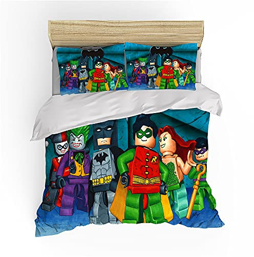 NICHIYOBI Bruce Wayne Batman Bettwäsche Set - Bettbezug und Kissenbezug,Mikrofaser,3D Digital Print dreiteiliger Bettwäsche (4,Single 135x200cm)