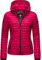MARIKOO leichte Damen Übergangsjacke kurz mitteldick gefütterte Steppjacke mit Kapuze Samtpfote Fuchsia Gr. XS