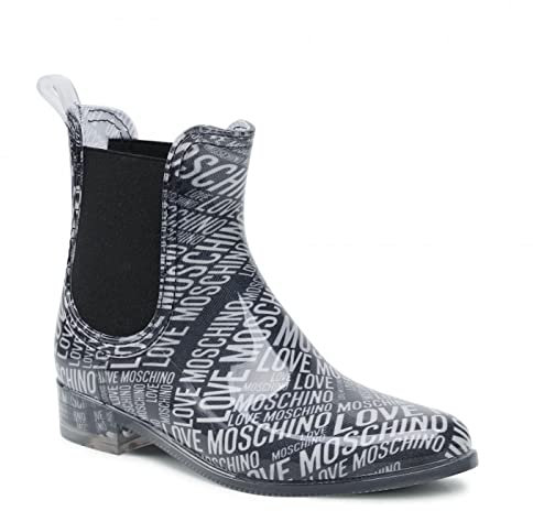 Scarpe donna Moschino stivaletto pioggia rainboot pvc trasparente multilogo D22MO04 JA21163 39