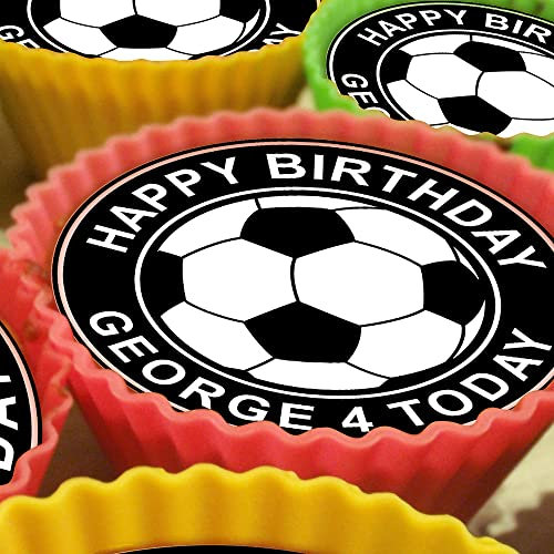 Any Colour Football United FC - Black - 20 x 5cm Personalised Edible Cupcake Toppers on Premium Icing