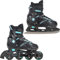 Raven Pulse Inline Skates Inliner für Kinder und Erwachsene OPTIONAL 2in1 mit Schlittschuhen verstellbar (Black/Cyan mit Kufen, 40-43 (25,5-28cm))