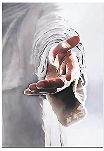 ZHONGYUTONG Jesus Leinwand Kunstdruck Gib mir deine Hand Christliche Poster Religiöse Bilder Gemälde für Schlafzimmer Wohnzimmer Büro Küche Dekoration (40x60cm, Kein Rahmen)