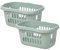 JMS we create smile [𝐒𝐞𝐭 𝐨𝐟 𝟐] x 60L Silver Sage High Grade Plastic Hipster Laundry Baskets Washing Clothes Linen Storage Bin Tidy.