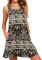AUSELILY Boho Kleid Damen Kurz Urlaub Midi Ärmellos Swing Sommerkleid Mit Taschen Boho Schwarz,2XL