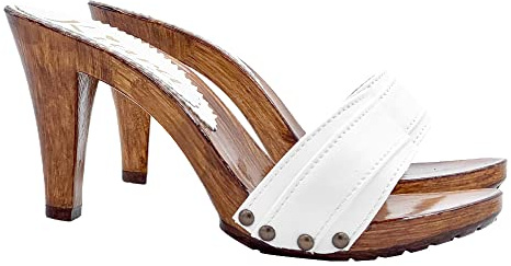 Kiara Shoes - Zoccolo da Donna Tacco 9 - K6101 Bianco (Bianco, Numeric_40)