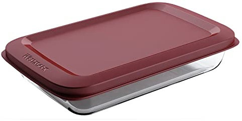 Westmark Glas-Aufschnittschale, 1600 ml, Borosilikat-Glas, Luftdicht zu verschließen, Transparent/Rot, 235622E1