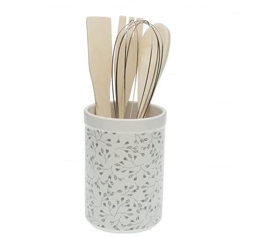 D,casa - Salero y Azucarero de Cocina de Cerámica con Tapa de Madera Diseños Originales - Flores - Bote Utensilios