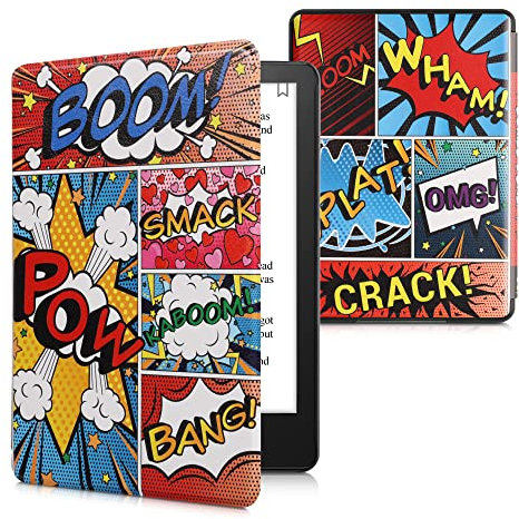 kwmobile Klapphülle kompatibel mit Amazon Kindle Paperwhite 11. Generation 2021 Hülle - Flipcase für Kindle Paperwhite Hülle mit Magnetverschluss - Comic Symbole