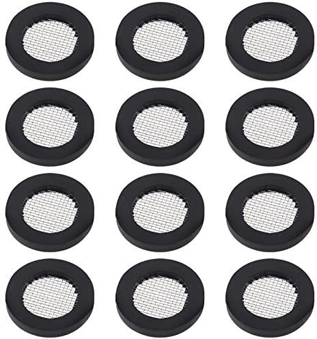 YINETTECH 50PCS Stainless Steel Filter Garden Hose Washer Seal O Ring Gasket Water Faucet Rubber Washer with 40 Mesh for 3/4 Inch Garden Hose Water Faucet Shower Head