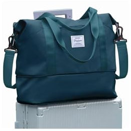 Reisetasche Damen Sporttasche 40x20x25 Ryanair Handgepäck Tasche Weekender Bag Schwimmtasche Wasserdicht Travel Bag Duffle Bag Fitnesstasche Trainingstasche Frauen für Reise Gym,Pfauenblau