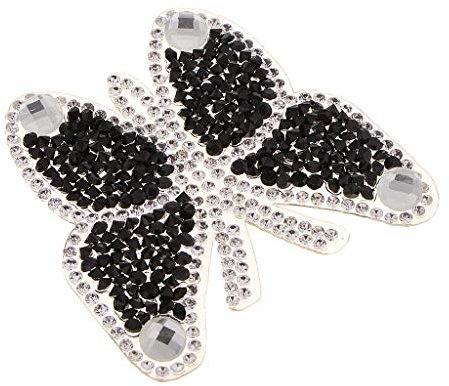 Pailletten zum Aufbügeln mit niedlichen, glitzernden Hotfix-Schmetterlingsverzierung, Schwarz