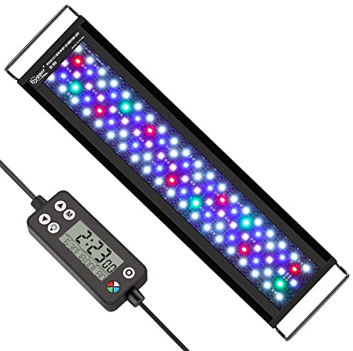 hygger Aquarium Light, Auto On Off LED Aquarium Light, Full Spectrum Fish Tank Light with LCD Monitor, 42W 24/7 Lighting Cycle, 7 Colors, Adjustable Timer,3 Modes for 121-137cm Planted Tank