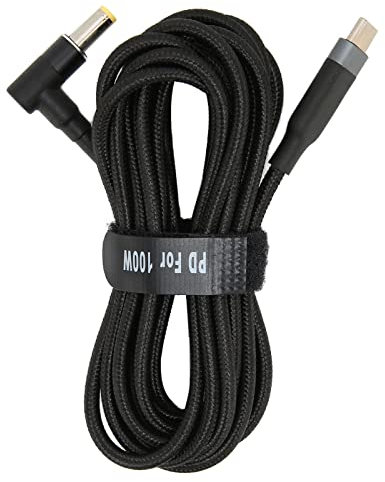 USB C auf DC Laptop Ladekabel, 20V 5A 100W PD Schnellladung USB C auf DC Stecker Adapter Typ C Stecker auf Ellbogen DC 5,5x2,5mm Laptop Netzkabel für IdeaPad G570 (JD0607-3 (3