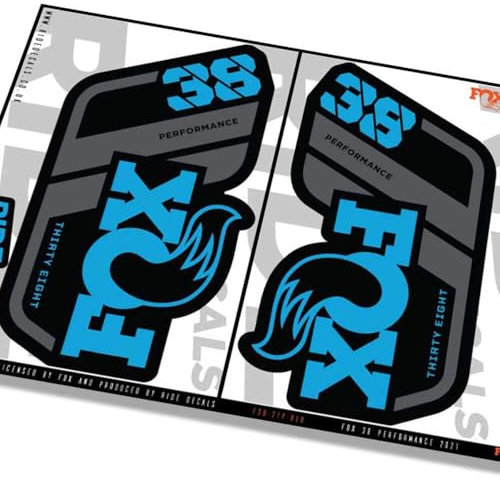 Fox 38 Performance 2021 Autocollants pour fourche – Bleu – Licence par Fox Mat
